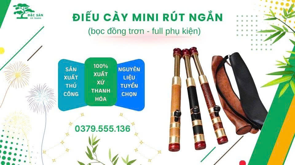 Điếu cày mini rút ngắn bọc đồng trơn (full phụ kiện)
