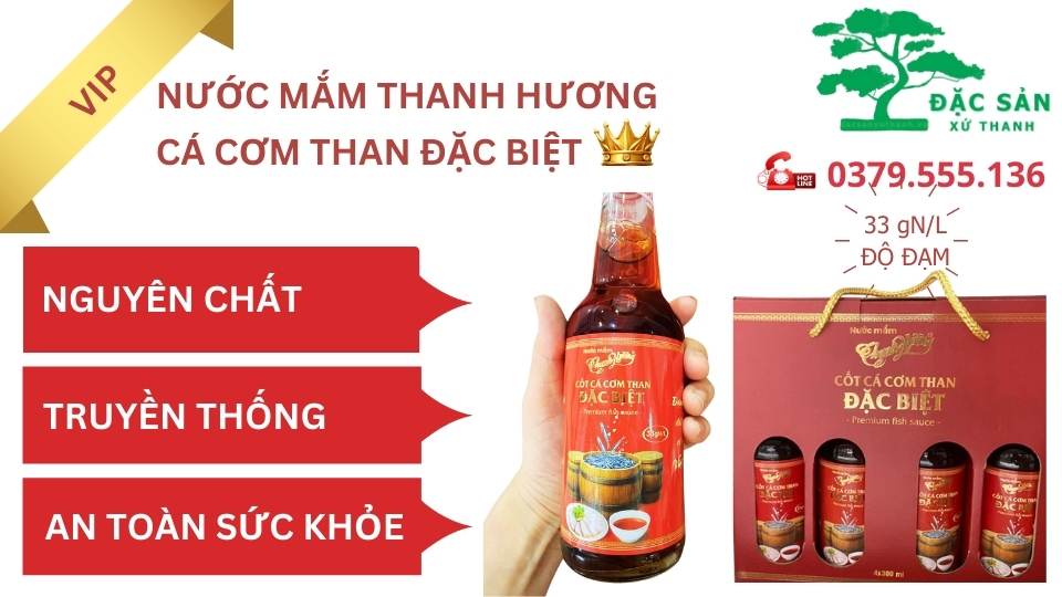 Nước mắm Thanh Hương - cá cơm than đặc biệt (hộp/ 4 chai) VIP